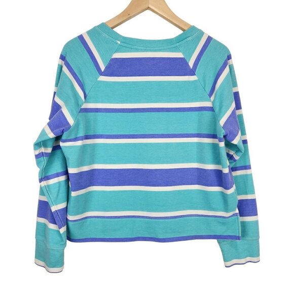 Wildfox Striped Sweatshirt Womens Size M Blue Aqua Soft Terry Cloth - Picture 2 of 7